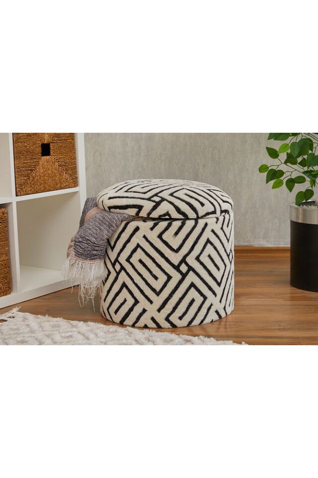 Handmade X Large Handmade Dokuma Kumaş Sandıklı Silindir Dekoratif Pufidik Puf Bench