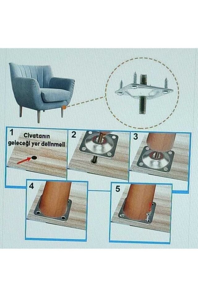 Map02 Düz Metal Ayak Bağlantı Aparatı Sehpa Ahşap Ayak Bağlantı Aparatı Zigon Sehpa Masa Koltuk Puf
