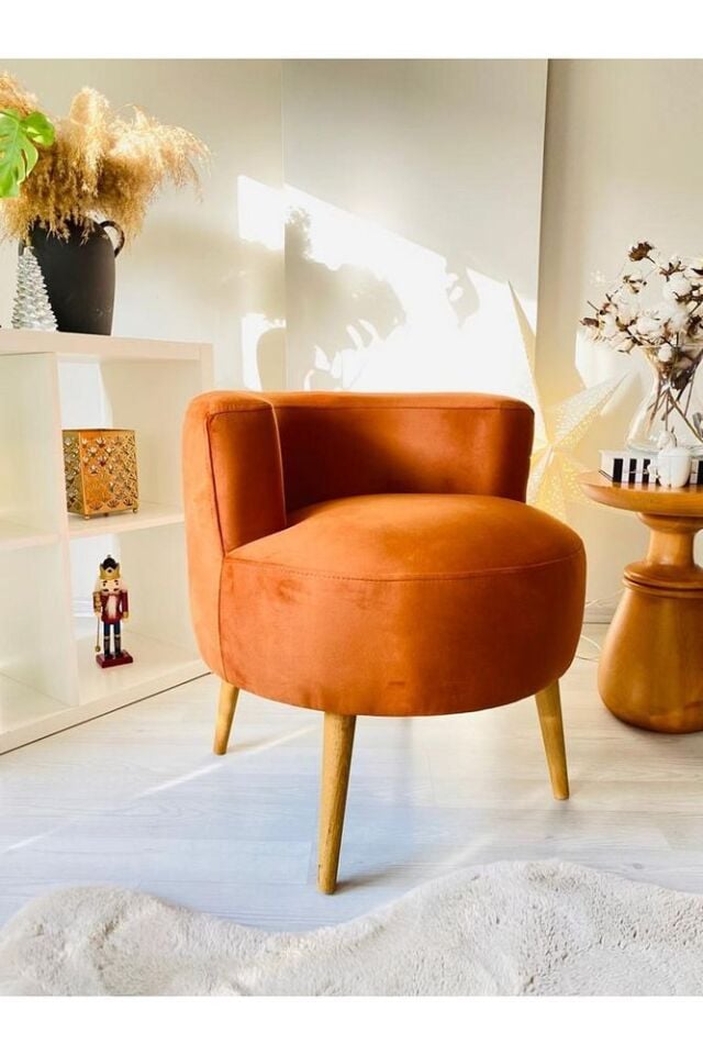 Çay Seti Tekli Koltuk, Berjer (salon, Balkon, Ofis) Turuncu