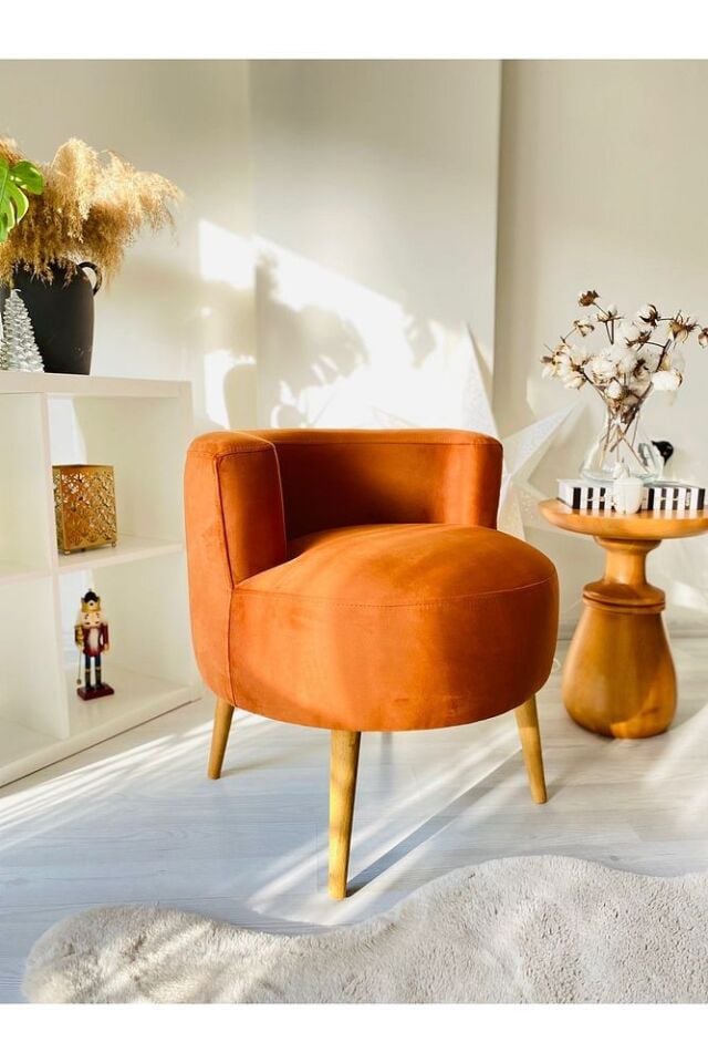 Çay Seti Tekli Koltuk, Berjer (salon, Balkon, Ofis) Turuncu