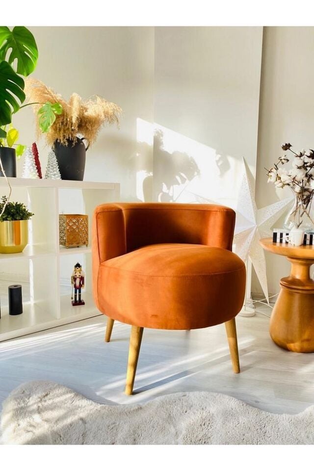 Çay Seti Tekli Koltuk, Berjer (salon, Balkon, Ofis) Turuncu