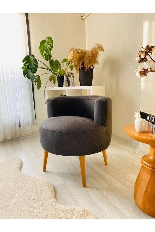 Çay Seti Tekli Koltuk, Berjer (salon, Balkon, Ofis) Antrasit