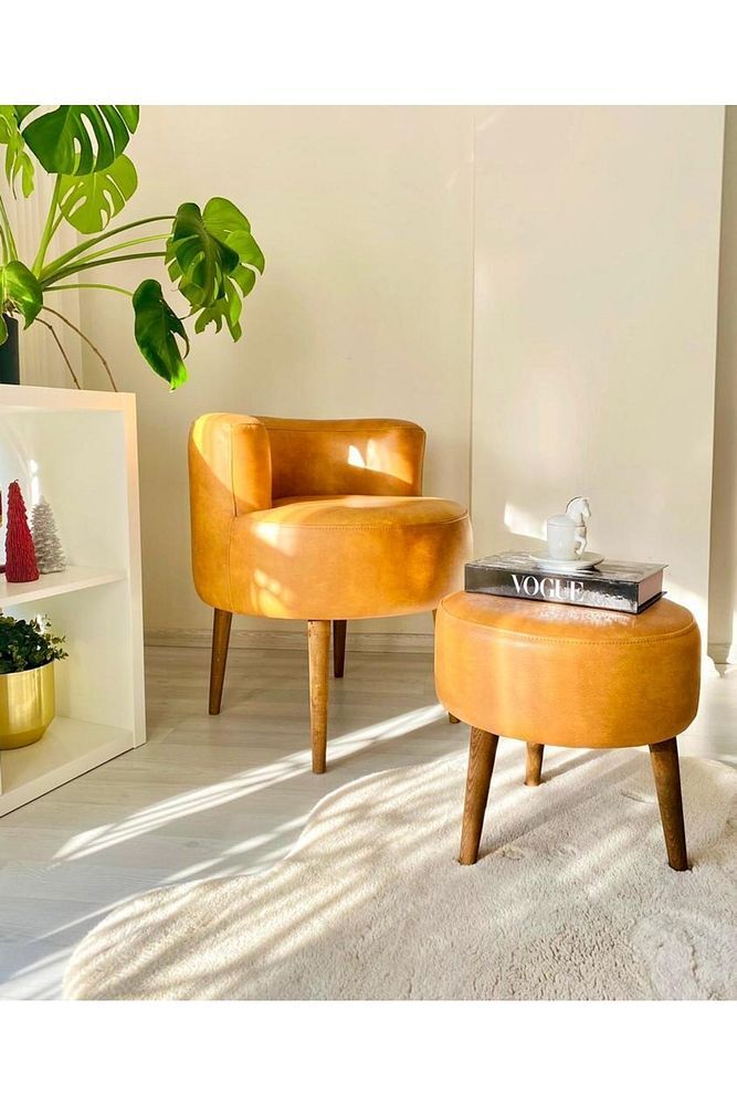 Çay Seti Tekli Koltuk Berjer Ve Puf Takımı (SALON, BALKON, OFİS) 2 Li Takım