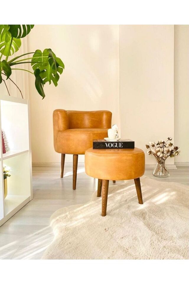Çay Seti Tekli Koltuk Berjer Ve Puf Takımı (SALON, BALKON, OFİS) 2 Li Takım