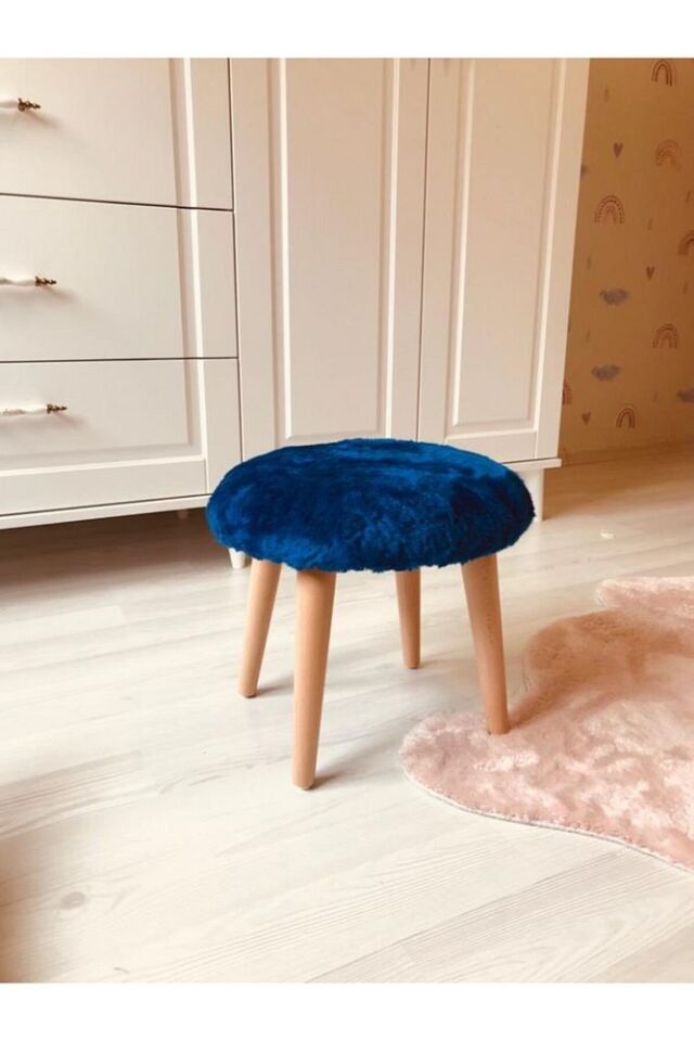 Neta Kıds Mavi Peluş Çocuk Taburesi Sandalyesi