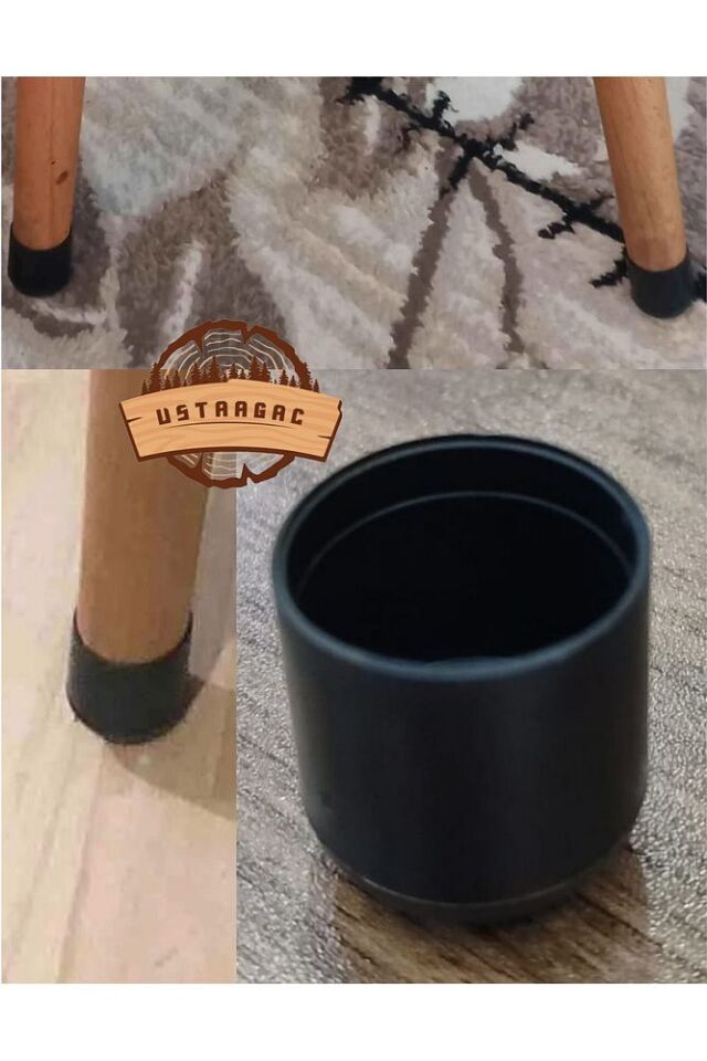 Gürgen Retro Ahşap Ayaklı Dekoratif Etnik Üst Lacivert Desenli Silindir Puf Bench Koltuk Sandalye