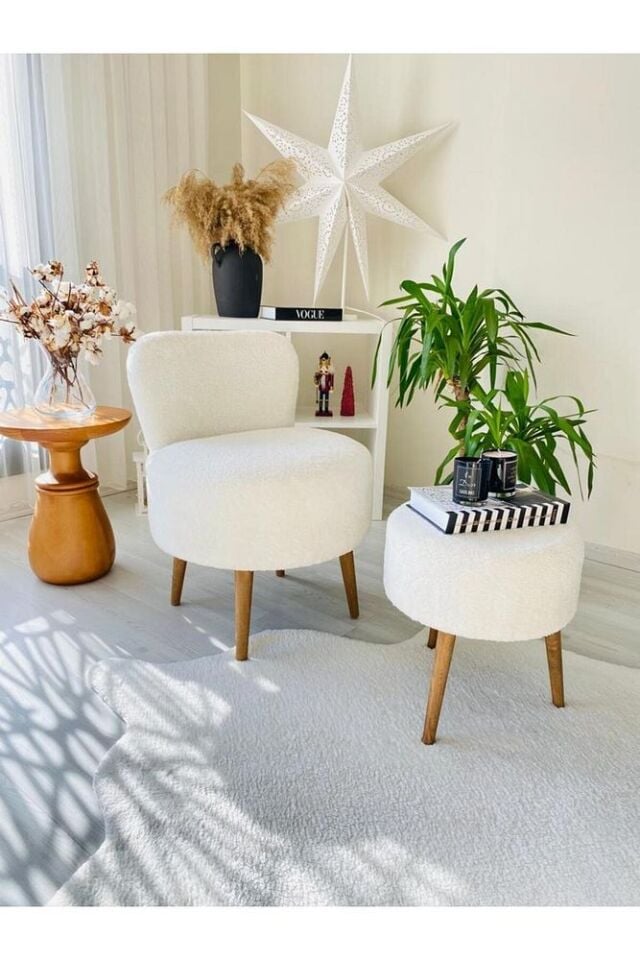 Çay Seti Tekli Koltuk Berjer Ve Puf Takımı (salon, Balkon, Ofis) 2 li Takım