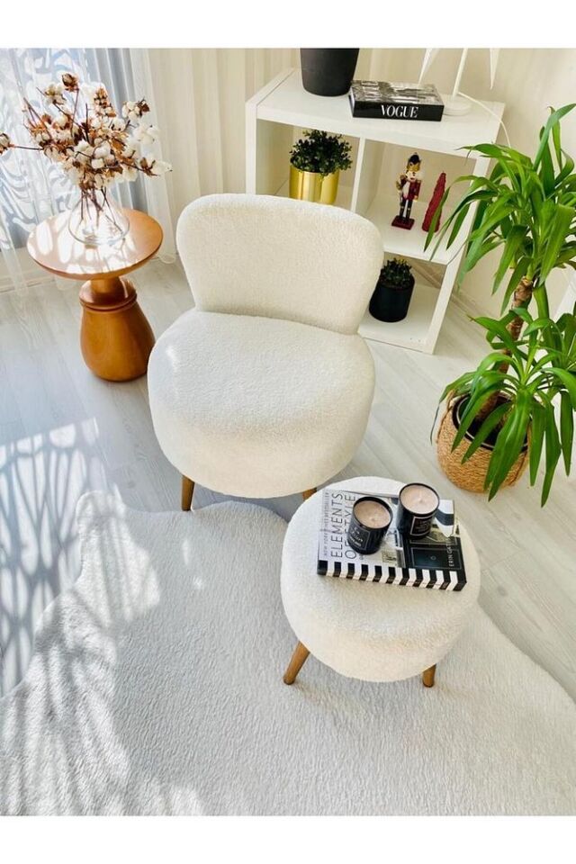 Çay Seti Tekli Koltuk Berjer Ve Puf Takımı (salon, Balkon, Ofis) 2 li Takım