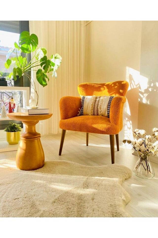 Teddy Berjer , Salon, Balkon, Ofis, Bekleme, Güzellik Merkezi Berjeri Turuncu